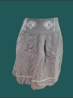 Y2K Boho Embroidered Mini Skirt Vintage Euro Casual By Gemo Size 38 US 6